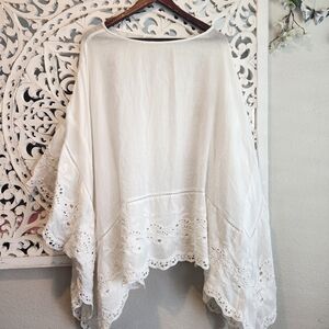 ANTICA SANTORIA WHITE EYELET BLOUSE/ MINI DRESS ONE SIZE